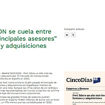 NORGESTION se cuela entre los cinco principales asesores en fusiones y adquisiciones